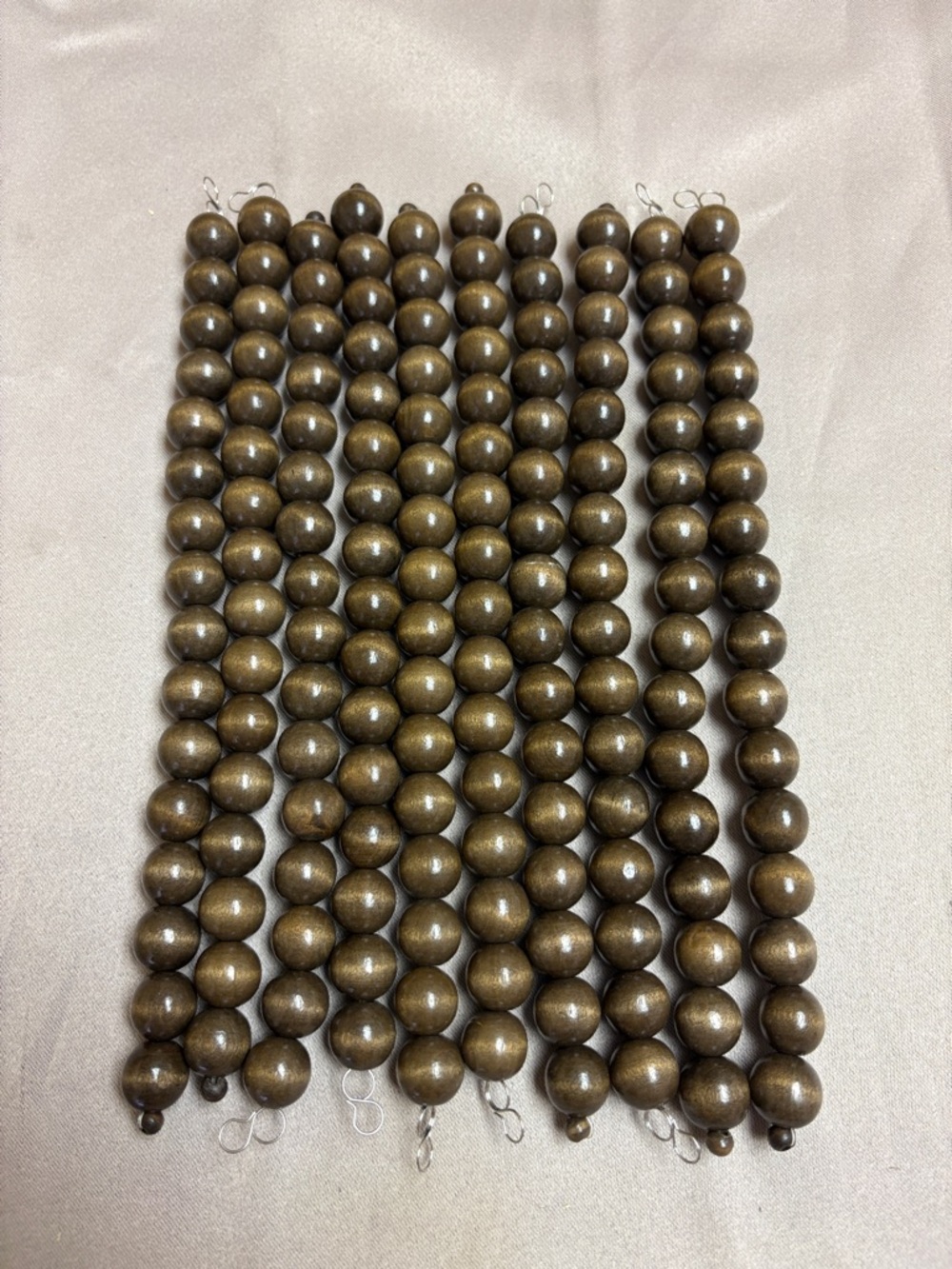 Natural Dark Wooden Bead Strands – Bundle of 10